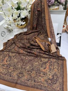 Touch İthal Etnik Desen Pamuk İpek Şal 63456 - Camel