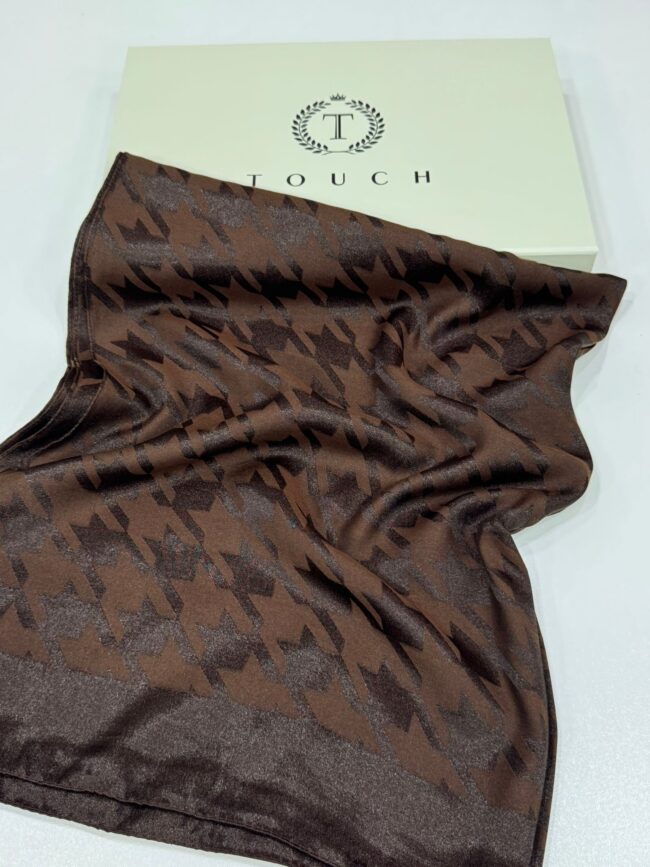 Kazayağı Desen İpeksi Jakar Şal-75312-Koyu kahve