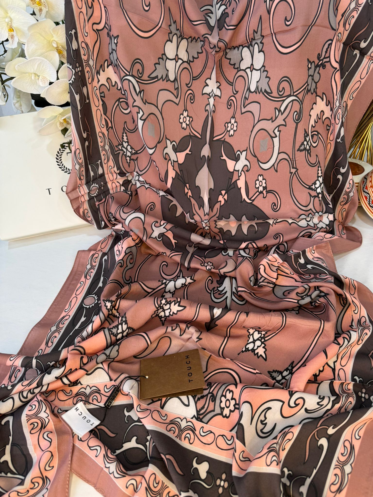 Touch İthal İberya Işığı Pamuk İpek Şal 63455 - Pudra