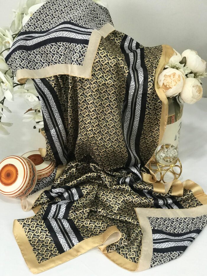 Burberry Çift Taraflı Vual İpek Şal -gold