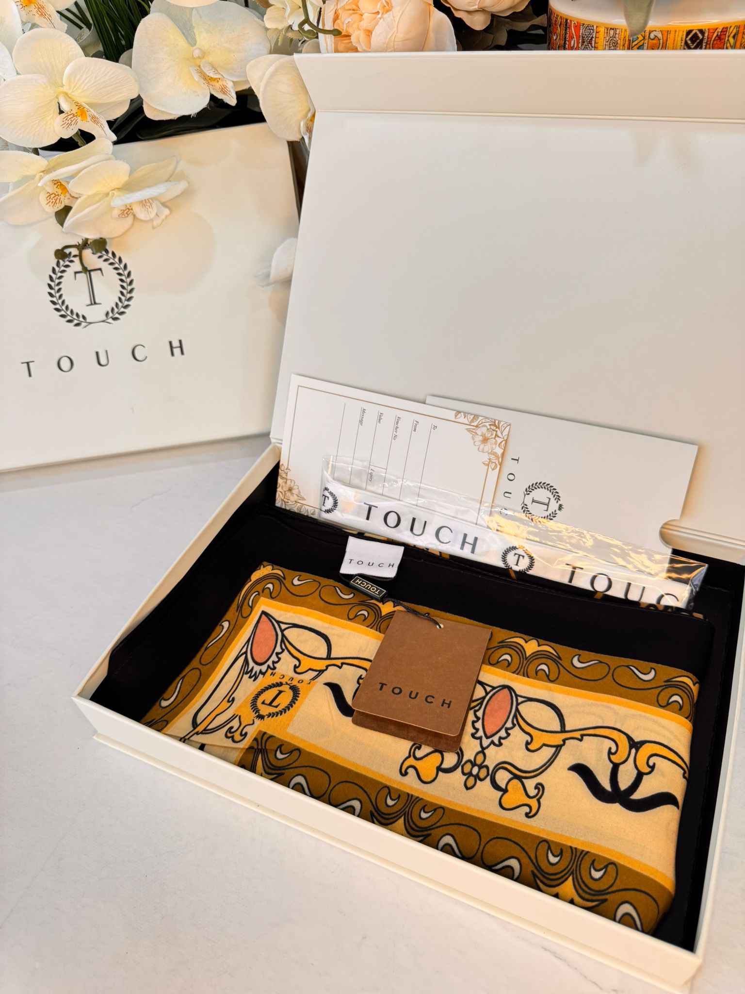 Touch İthal İberya Işığı Pamuk İpek Şal 63455 - Siyah-Camel - Görsel 3