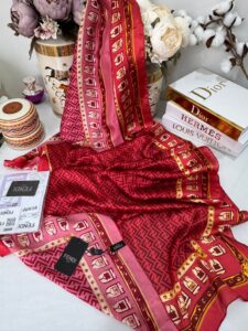 Fendi Çift Taraflı Vual İpek Şal 11143 - Bordo