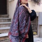 Etro Pamuk İpek Şal 52340 - Bordo/sıyah