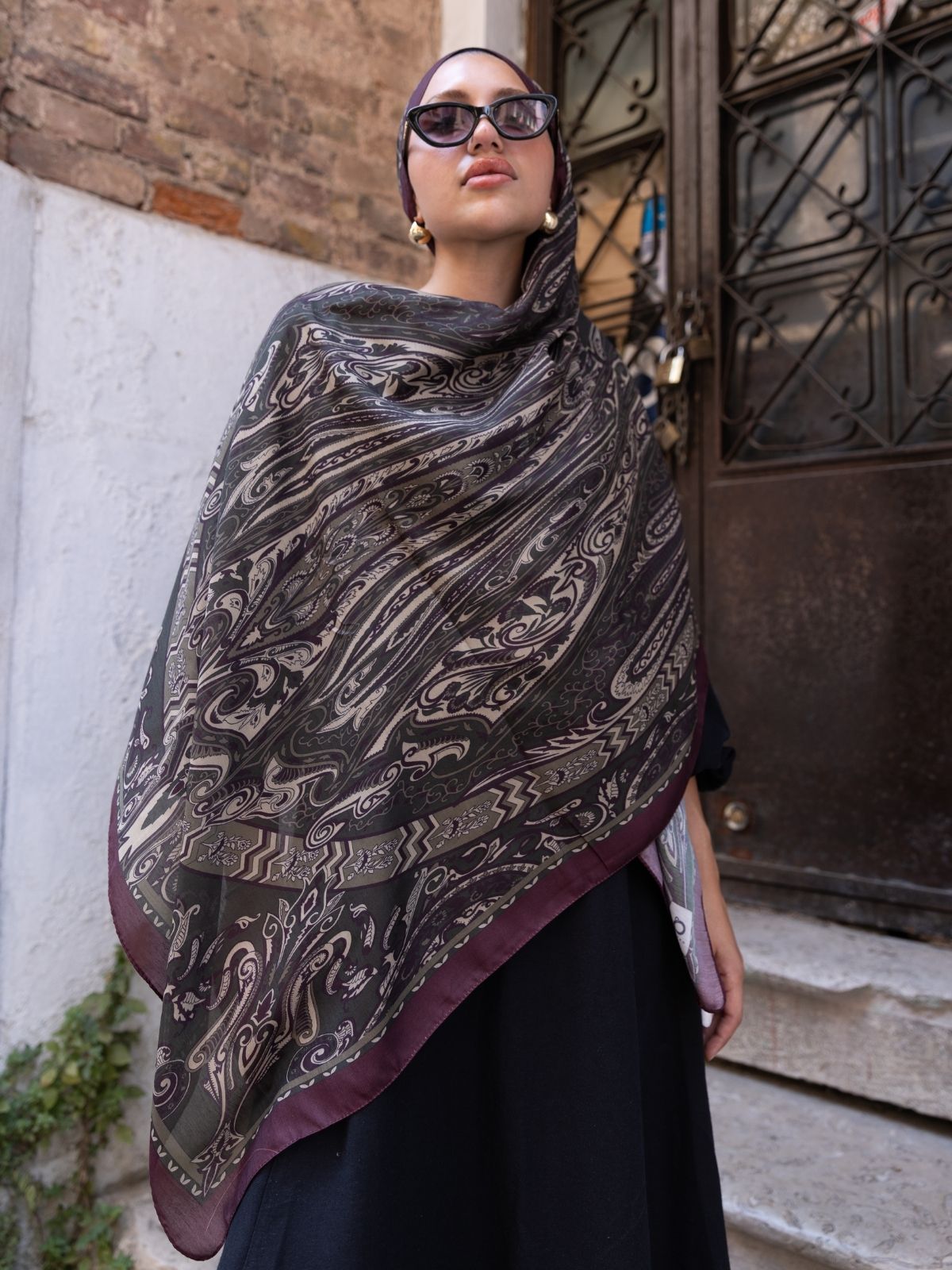 Etro Pamuk İpek Şal 52340 - Kahve - Görsel 2