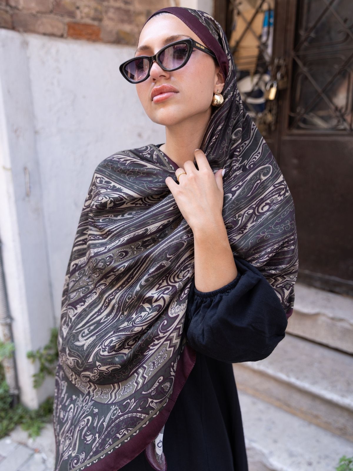 Etro Pamuk İpek Şal 52340 - Kahve - Görsel 3