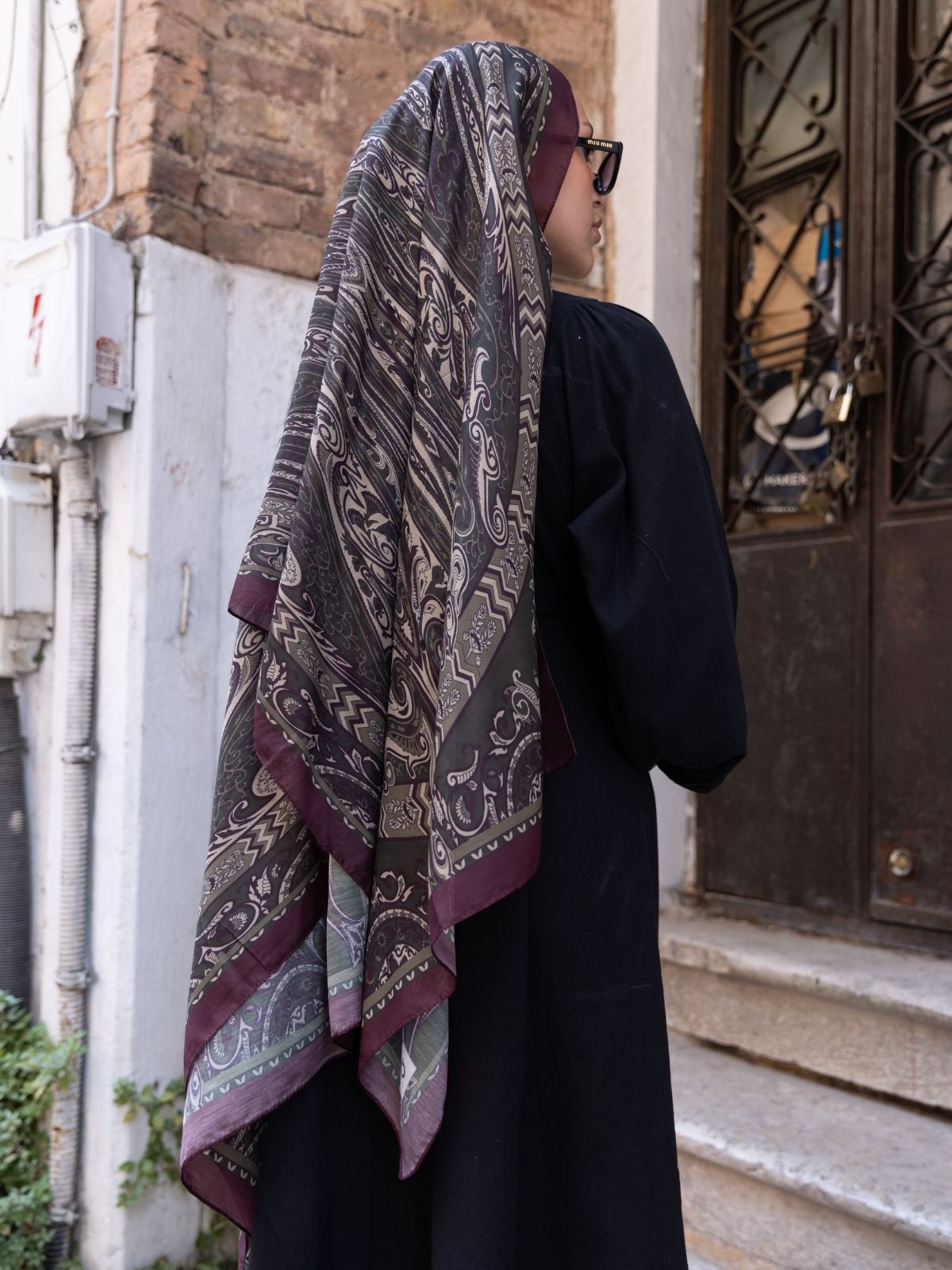 Etro Pamuk İpek Şal 52340 - Kahve - Görsel 4