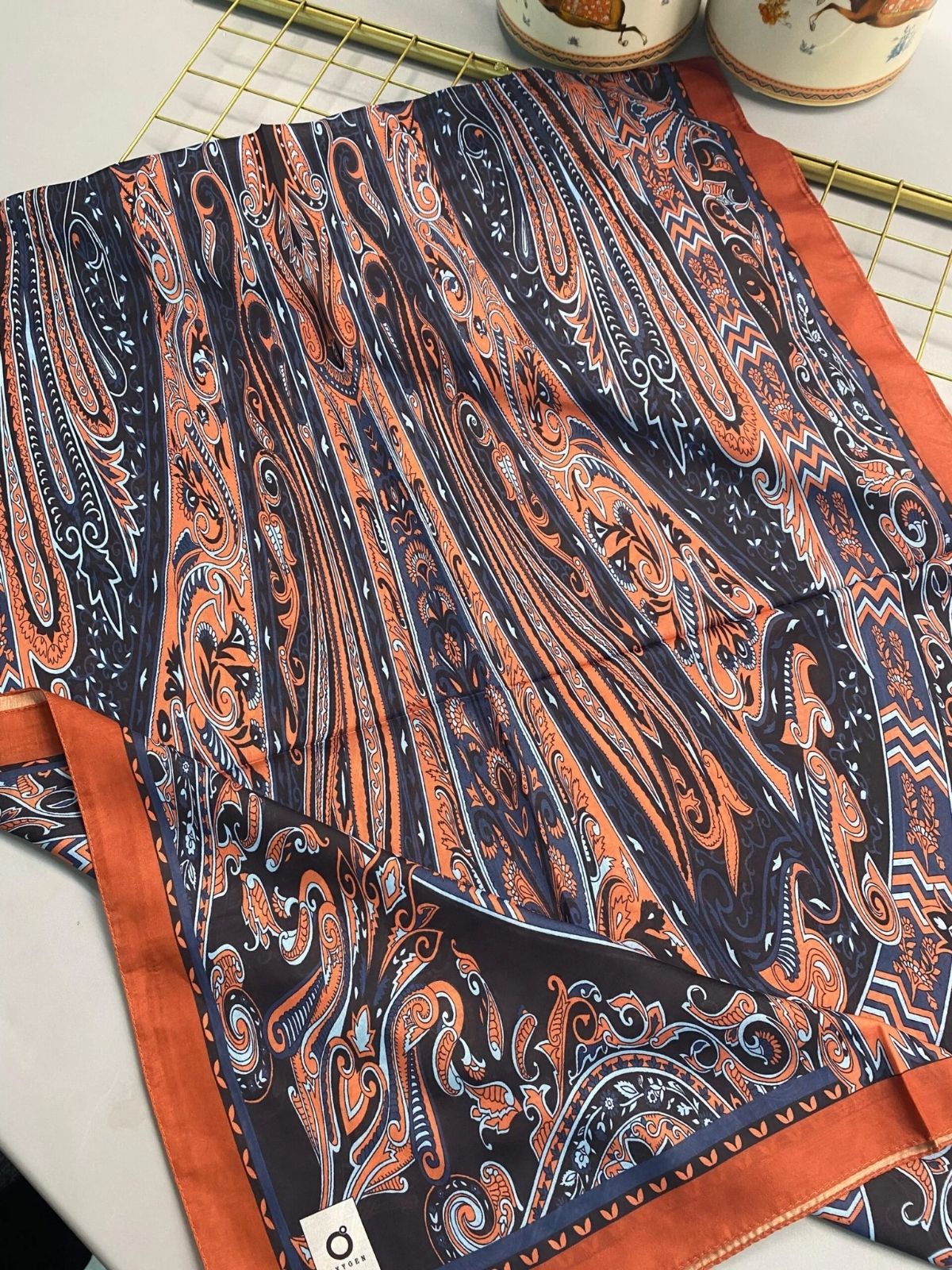 Etro Pamuk İpek Şal 52340 - Turuncu - Görsel 6