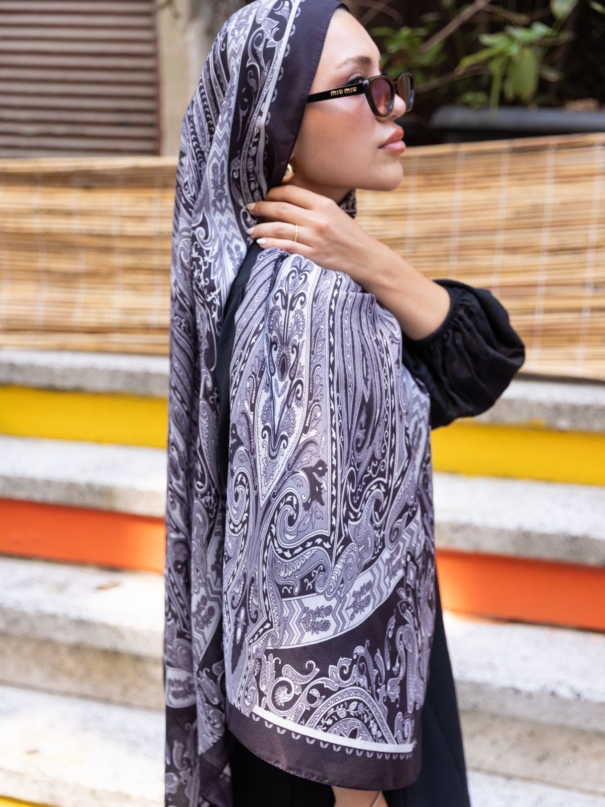 Etro Pamuk İpek Şal 52340 - Siyah - Görsel 2