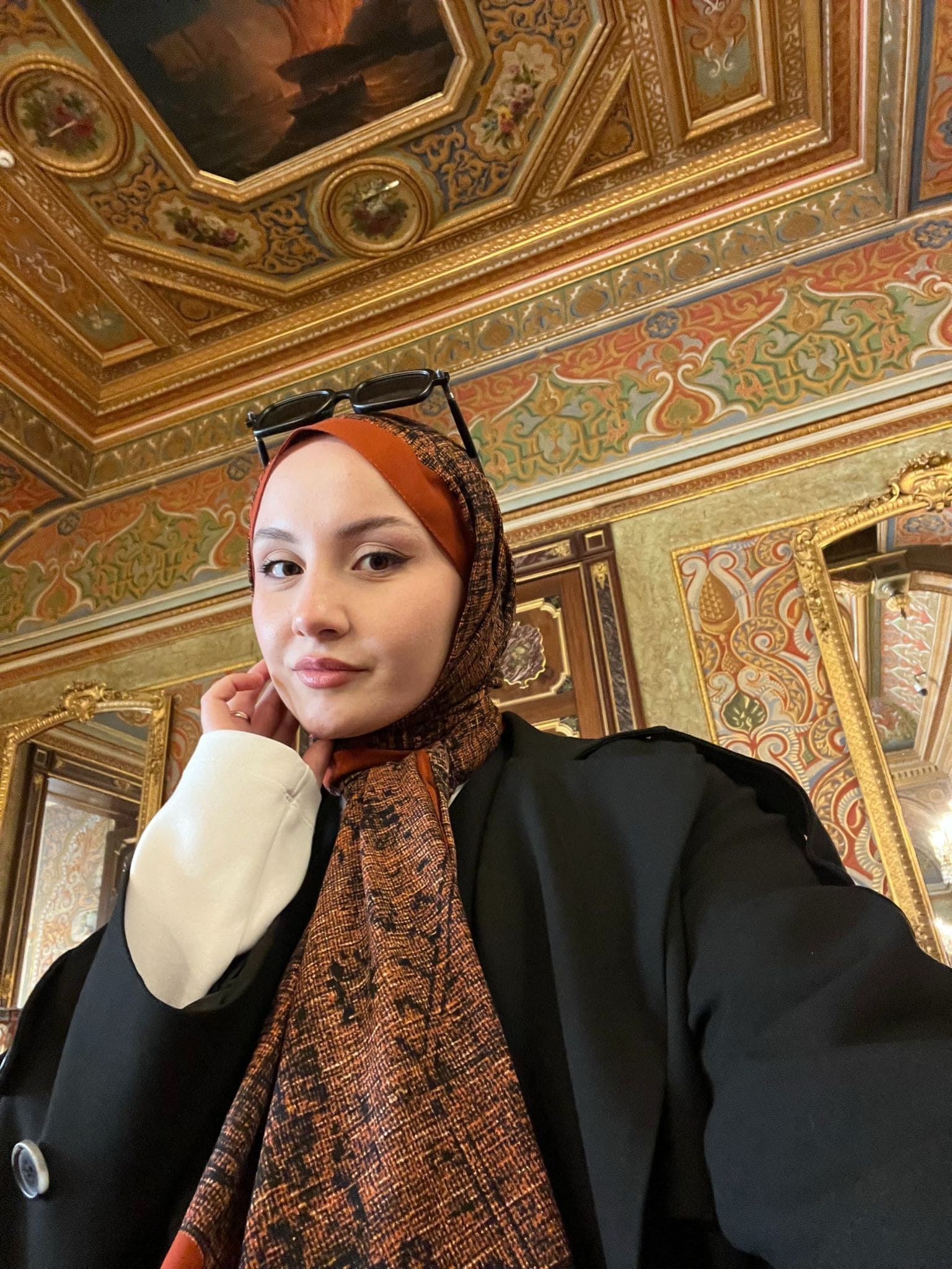 Touch İthal Etnik Desen Pamuk İpek Şal 63457 - Turuncu