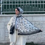 LV Desenli İthal Vual İpek- ekru siyah