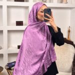 Zebra Desen Pamuk Jakar İpek Şal 23141 - Eflatun