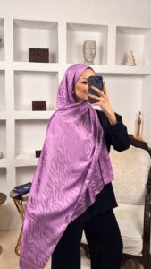 Zebra Desen Pamuk Jakar İpek Şal 23141 - Eflatun