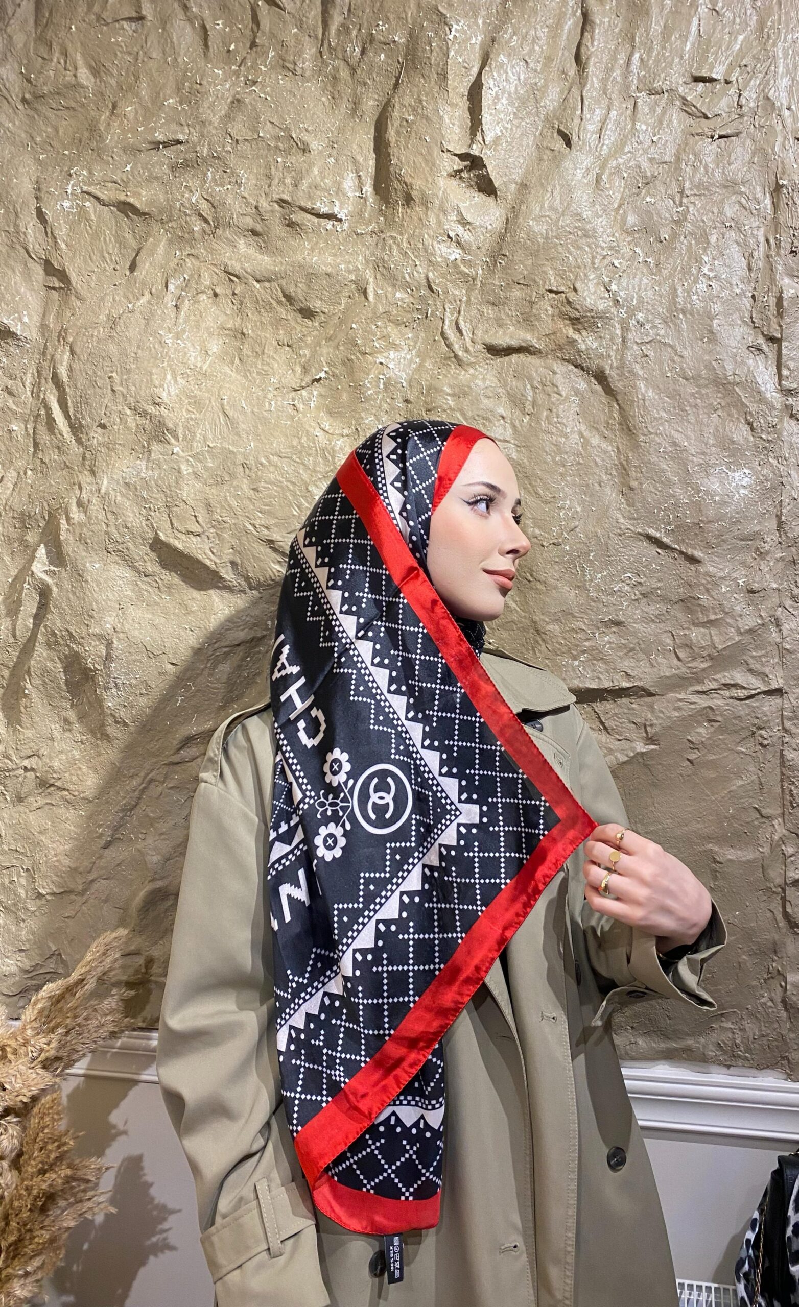 Chanel Çift Taraflı İthal Vual İpel Şal 85651 - Kırmızı-Bordo - Görsel 2