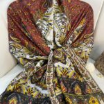 etnik hint deseni pamuk ipek şal -313131  sarı/beyaz