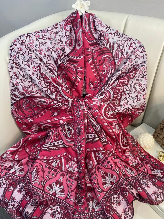 etnik hint deseni pamuk ipek şal -313131   fuşya pembe