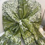 etnik hint deseni pamuk ipek şal -313131  fıstık yeşili/krem