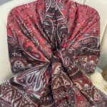 etnik hint deseni pamuk ipek şal -313131  kahve/açık kırmızı