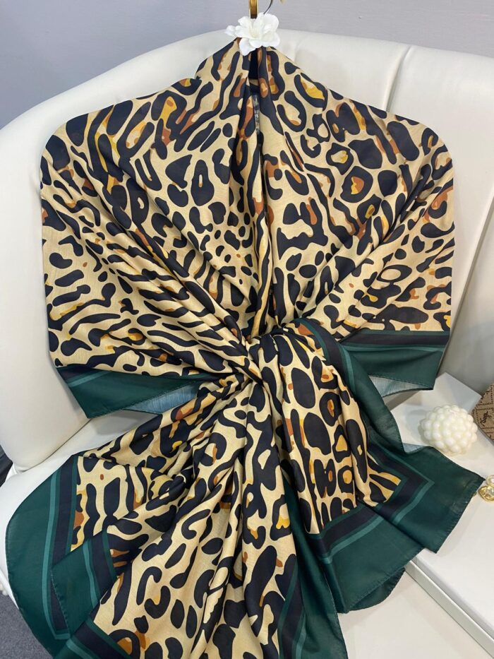 Kaplan Desen Pamuk Soft Şal-19911-Yeşil Latte