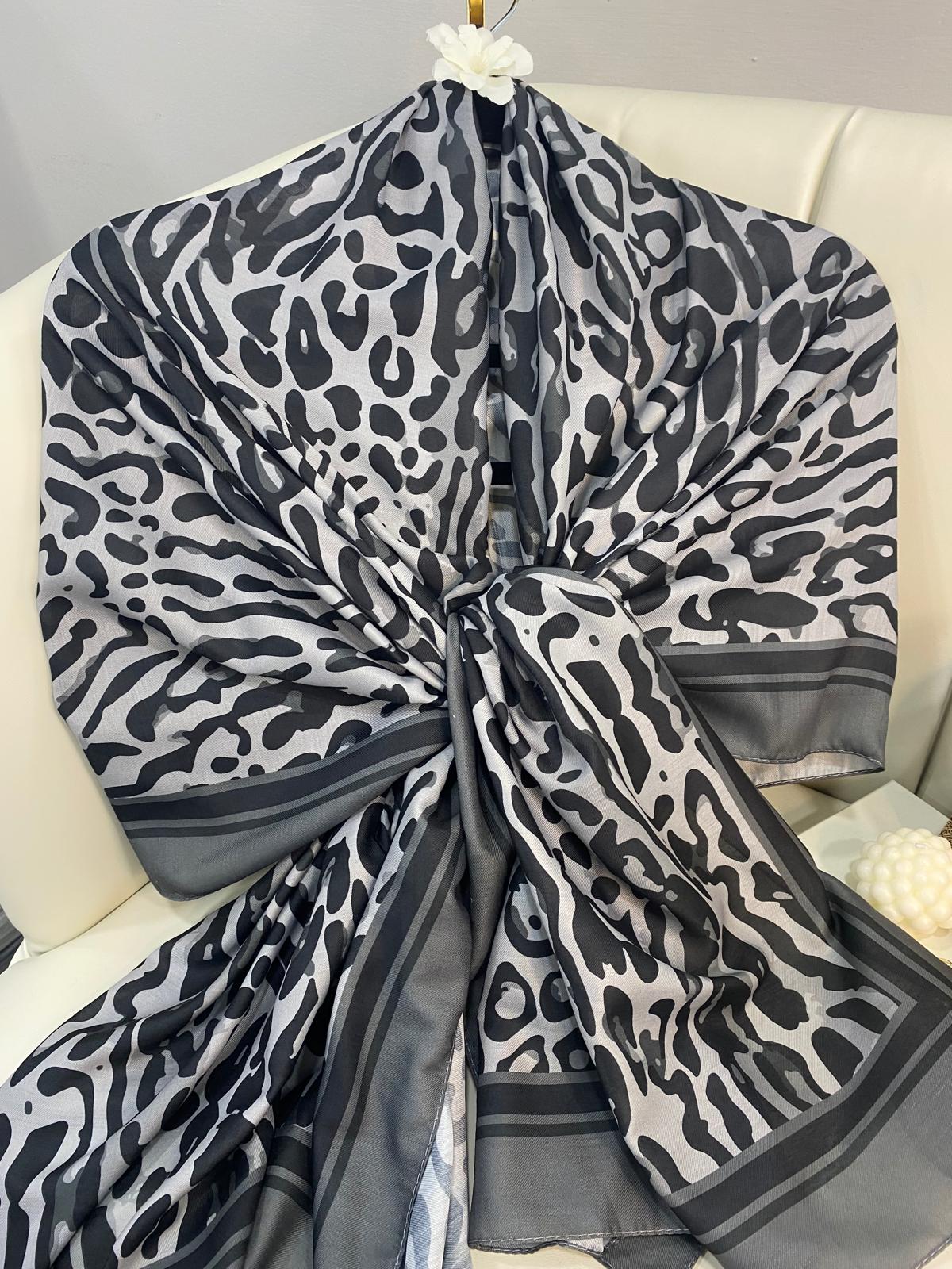 Kaplan Desen Pamuk Soft Şal-19911-Koyu Yeşil