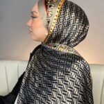 Fendi Çift Taraflı Vual İpek Şal 11143 - Vizon