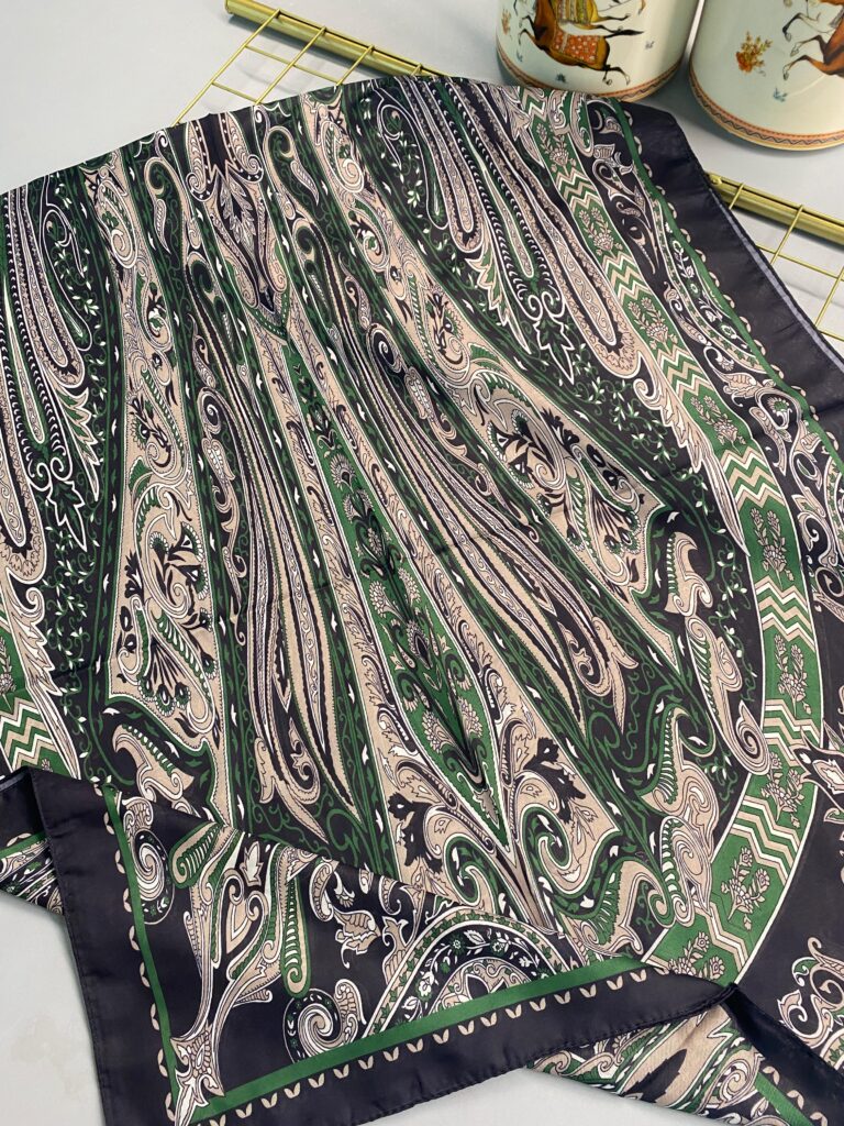 Etro Pamuk İpek Şal 52340 - Siyah-Zümrüt