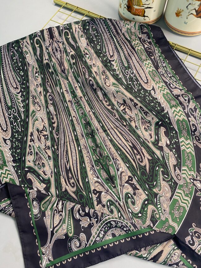 Etro Pamuk İpek Şal 52340 - Siyah-Zümrüt