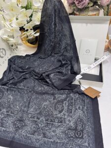 Touch İthal Etnik Desen Pamuk İpek Şal 63456 - Siyah