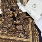 Touch İthal Etnik Desen Pamuk İpek Şal 63460- Acı Kahve - Vizon
