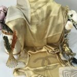 Chanel Çift Taraflı Vual İpek Şal -Gold