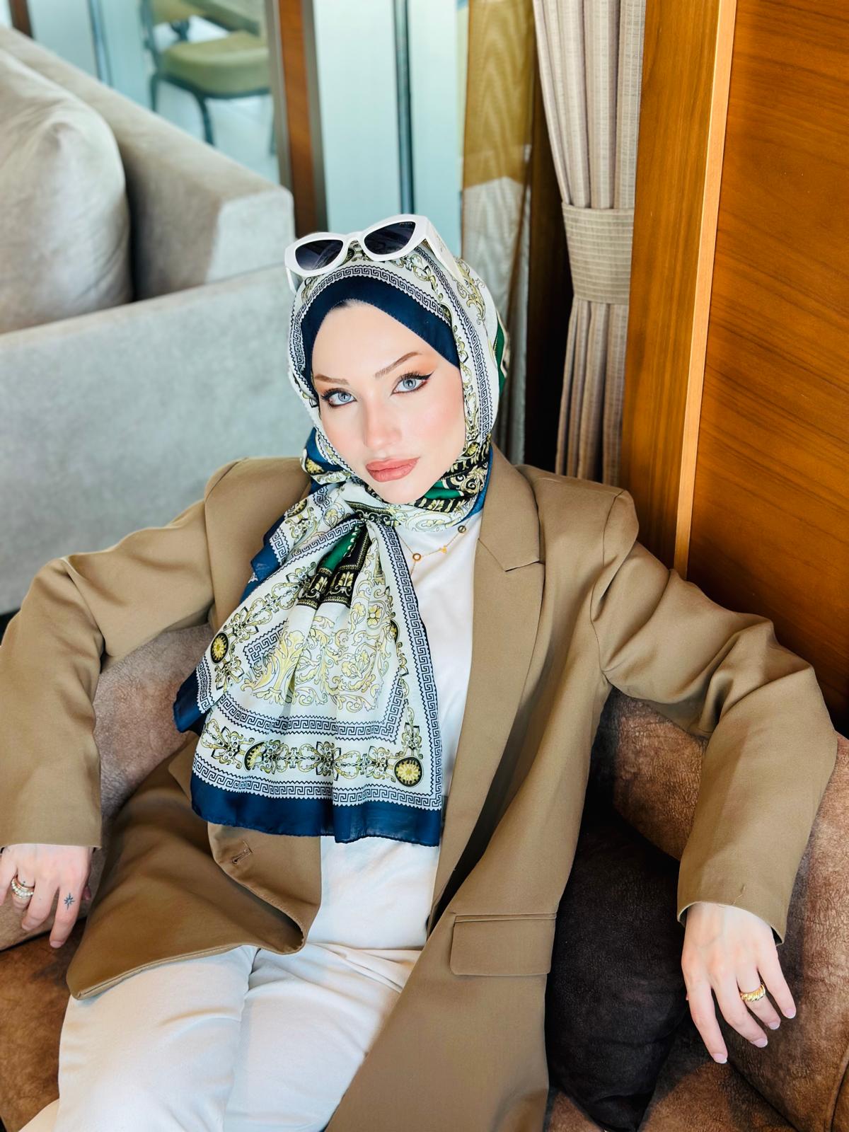 Versace Pamuk İpek Şal 50232 - Lacivert