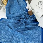 Touch İthal Etnik Desen Pamuk İpek Şal 63459- Mavi