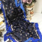 LV Desenli İthal Vual İpek-  Lacivert Mavi