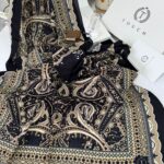 Touch İthal Etnik Desen Pamuk İpek Şal 63460-Siyah - açık vizon