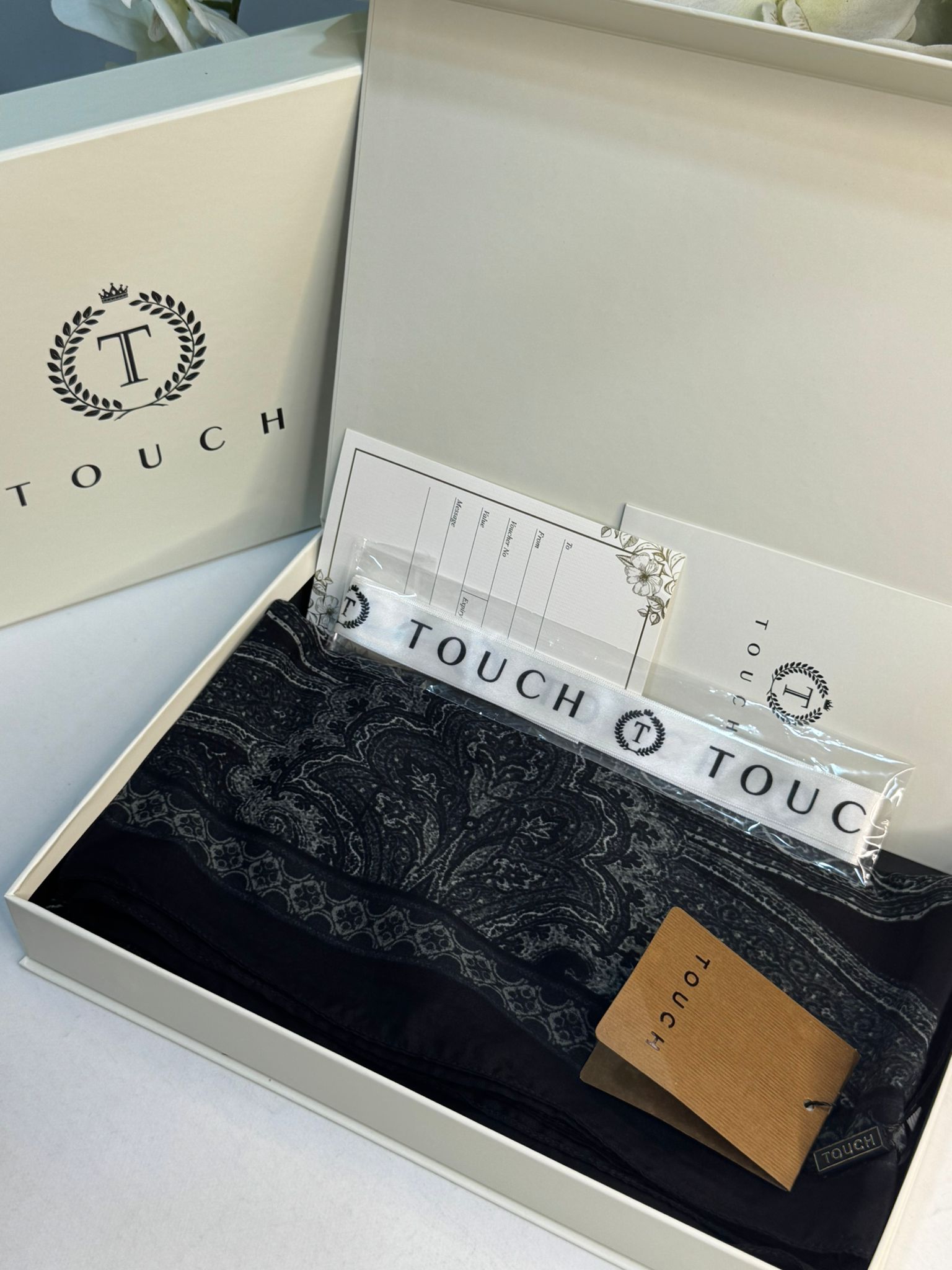 Touch İthal Pamuk İpek Şal 63454 - Siyah - Görsel 2