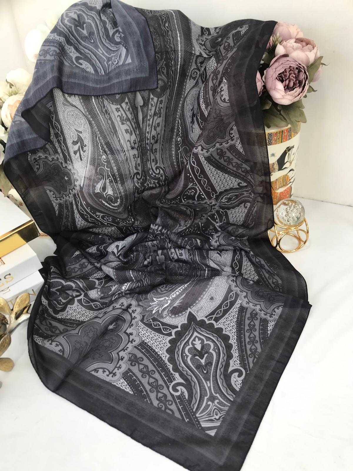 Etro Pamuk İpek Şal -987654 Koyu siyah