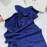 Dior Desen Pamuk İpeksi Jakar Şal 88731 - Gece Mavisi