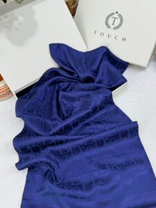 Dior Desen Pamuk İpeksi Jakar Şal 88731 - Gece Mavisi