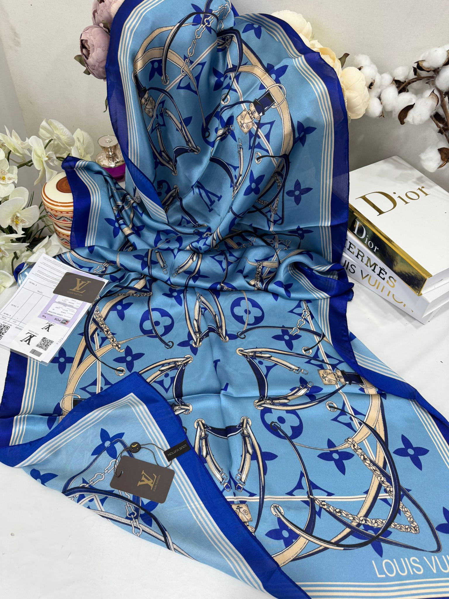 Lv Çift Taraflı İthal Vual İpel Şal 85631 - Mavi