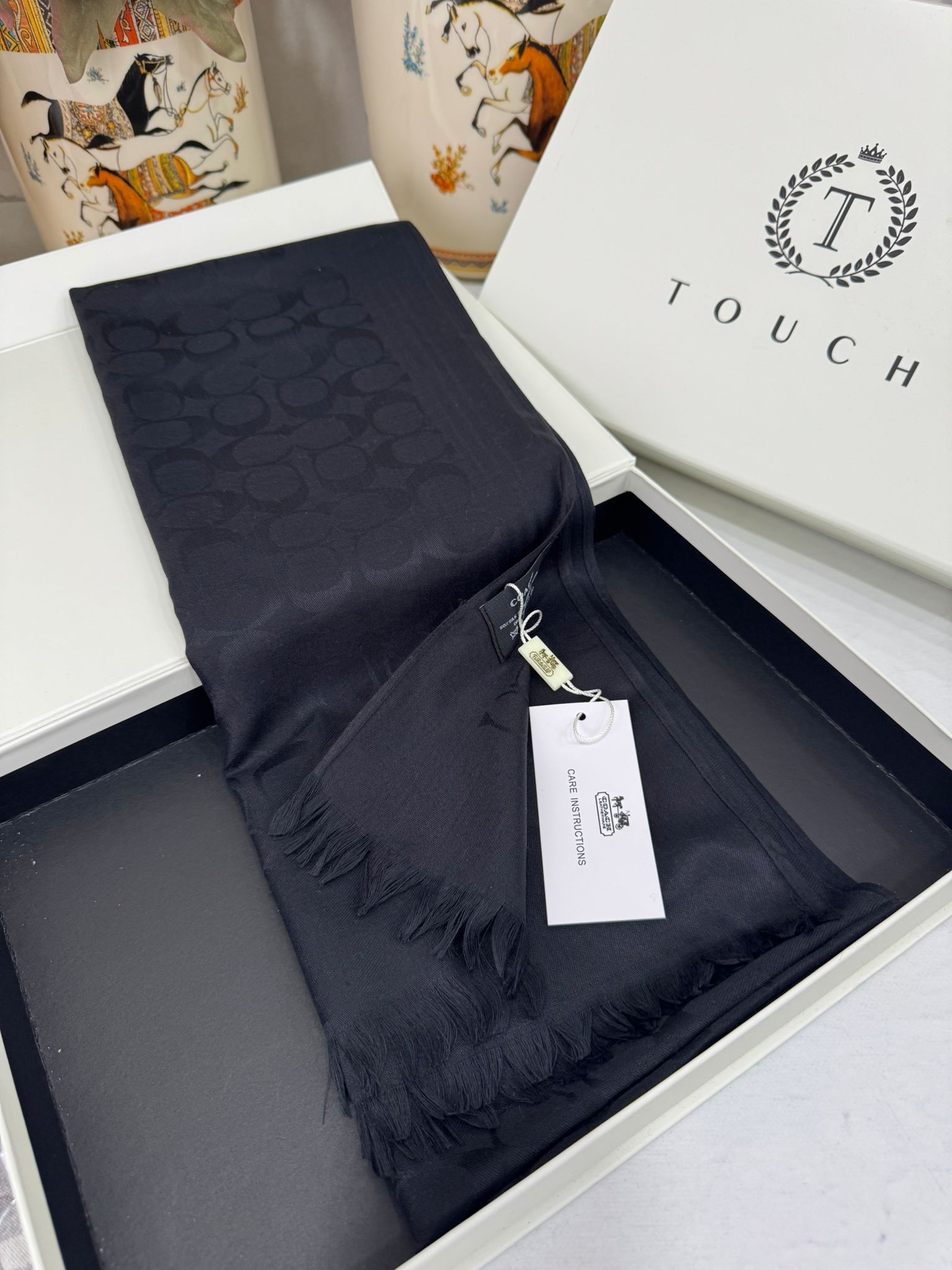 Coach İthal Çift Taraflı Pamuk Yün İpek - Siyah