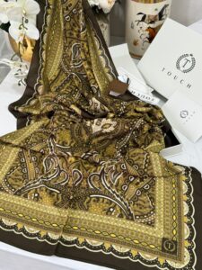 Touch İthal Etnik Desen Pamuk İpek Şal 63460- Fıstık