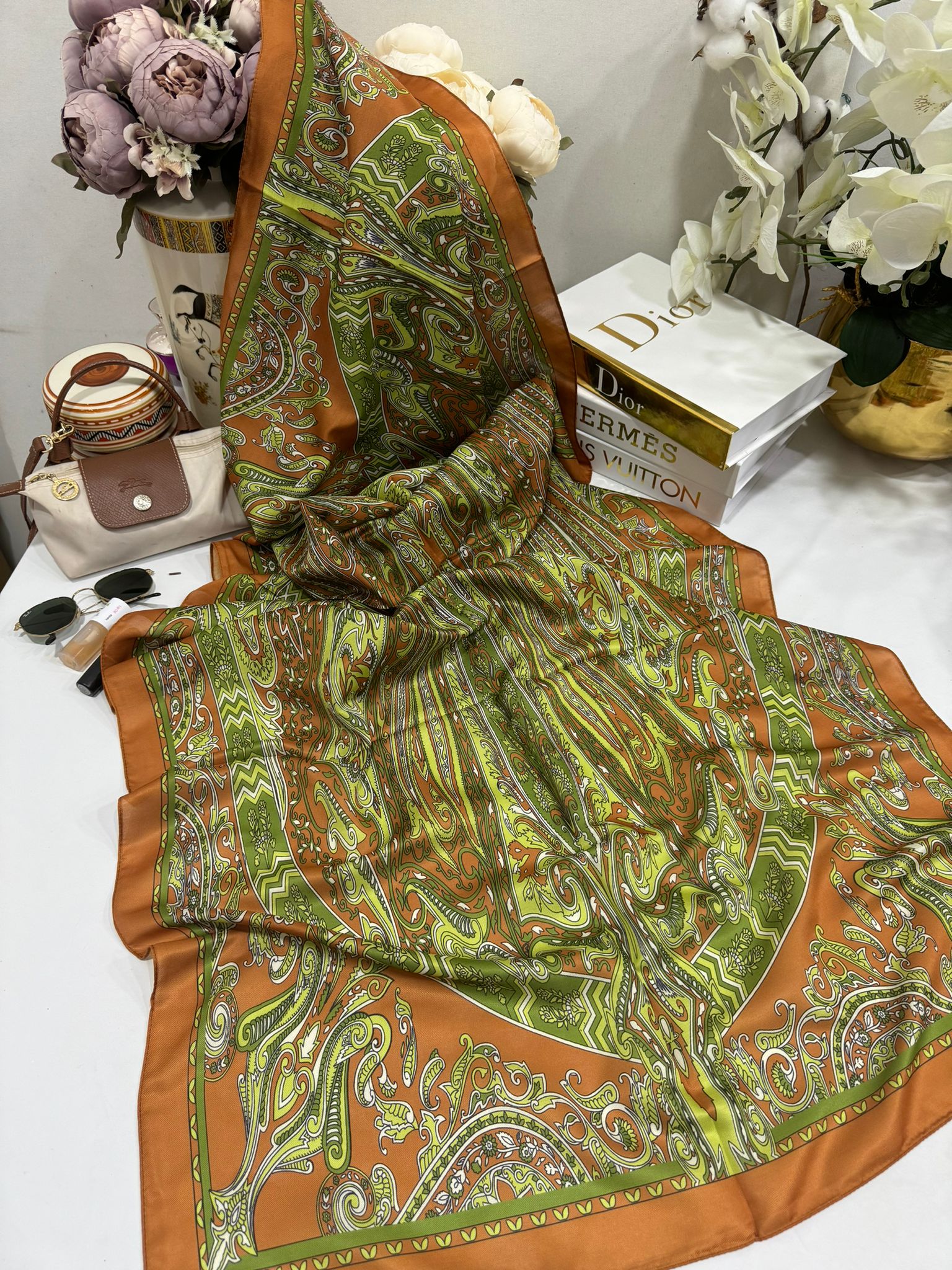 Etro Pamuk İpek Şal 52340 - soft turuncu - Görsel 4