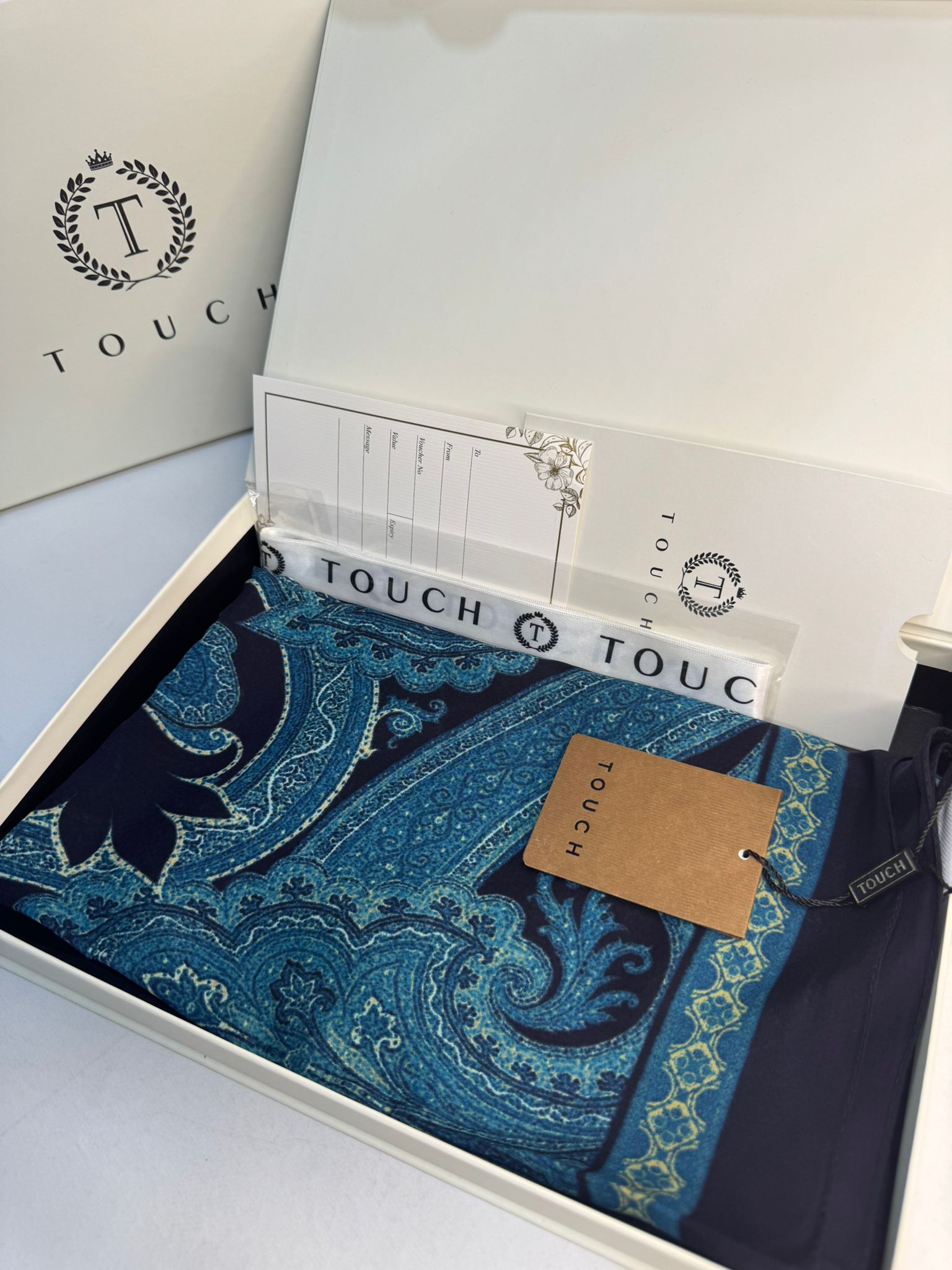 Touch İthal Pamuk İpek Şal 63454 - Gece Mavisi - Görsel 2