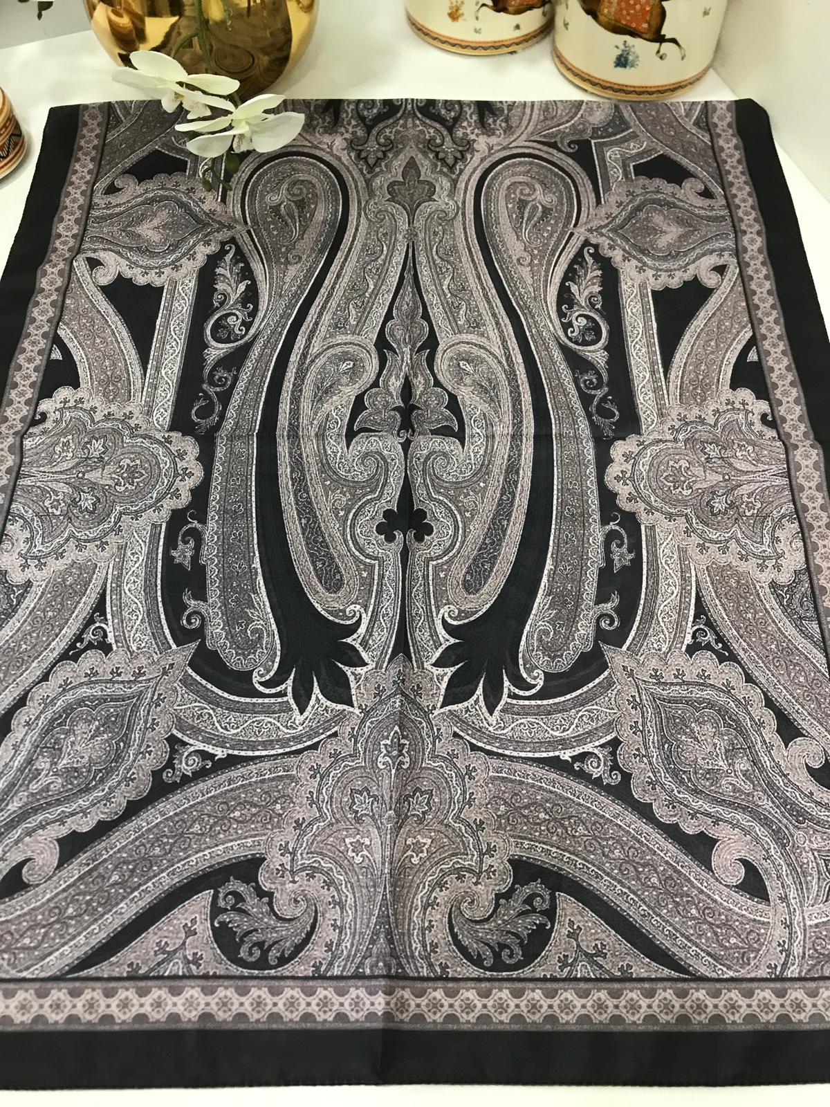 Etro Pamuk İpek Şal -987654 gri siyah