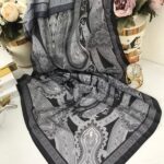 Etro Pamuk İpek Şal -987654 Siyah gri