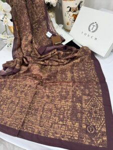 Touch İthal Etnik Desen Pamuk İpek Şal 63457 - Gold Kahve
