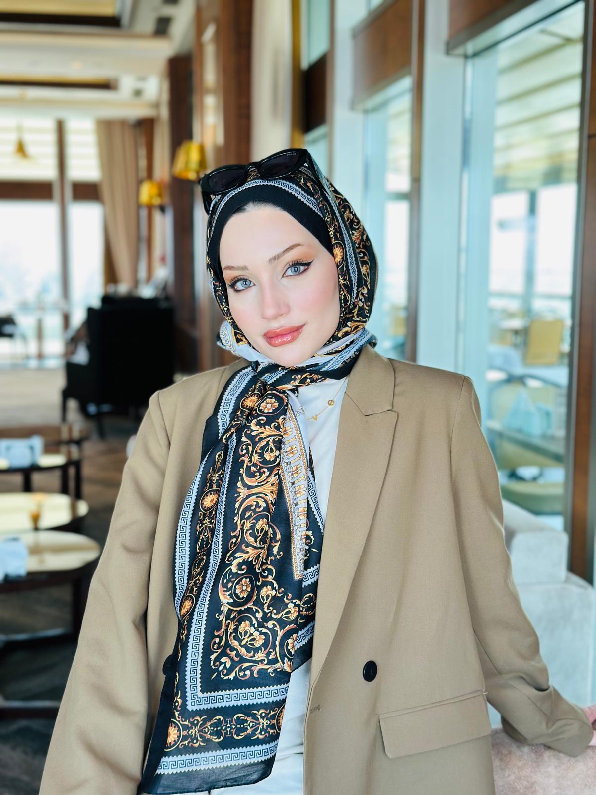 Versace Pamuk İpek Şal -Siyah