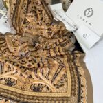 Touch İthal Etnik Desen Pamuk İpek Şal 63460- Vizon