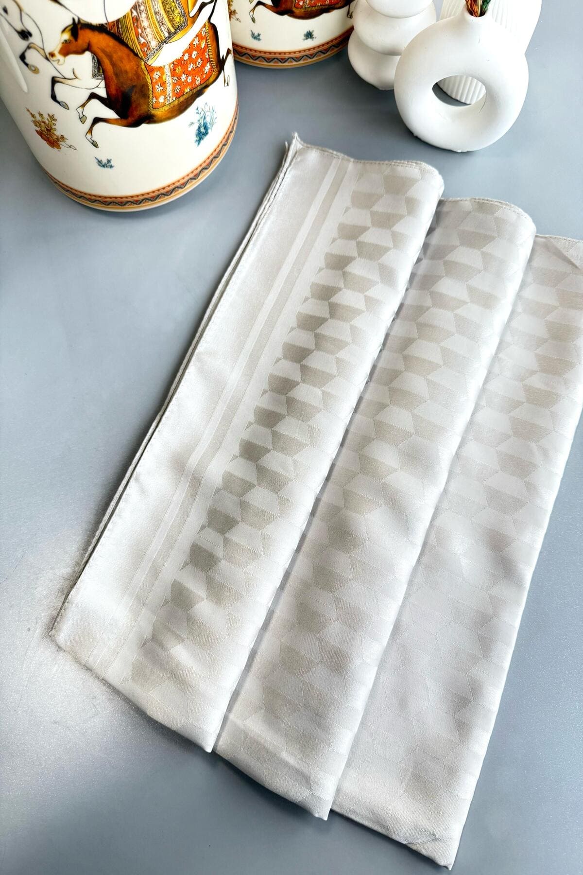 Qoza Desen İpeksi Jakar Şal - Ekru