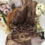 Chanel Çift Taraflı Vual İpek Şal -kahve