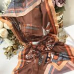 Hermes  İthal Çifttaraflı Vual İpek şal-19050 Açık kahve